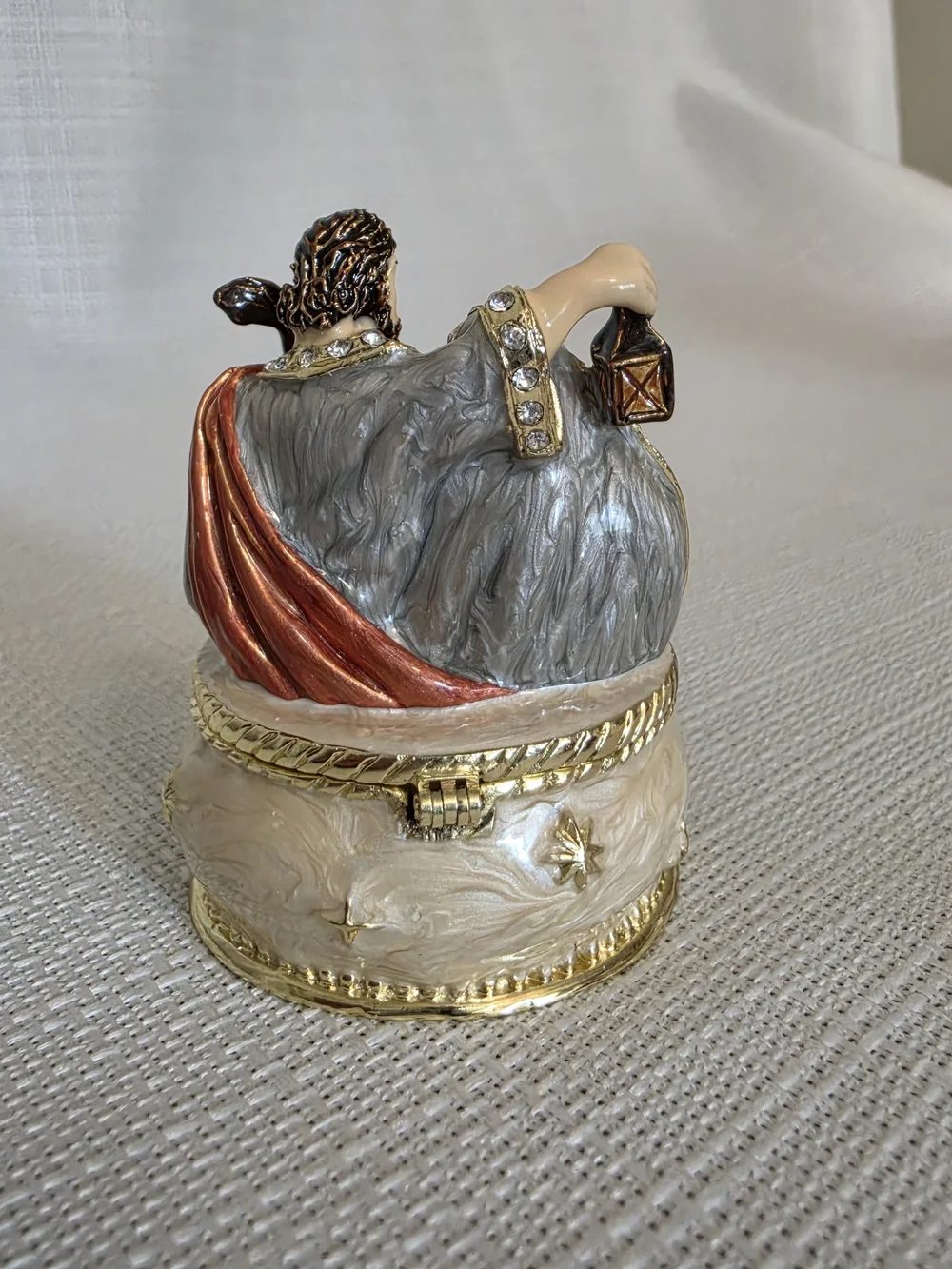 Nativity Hinged Trinket Box Enamel Rhinestones Holy Family Christmas 2.5x2 In